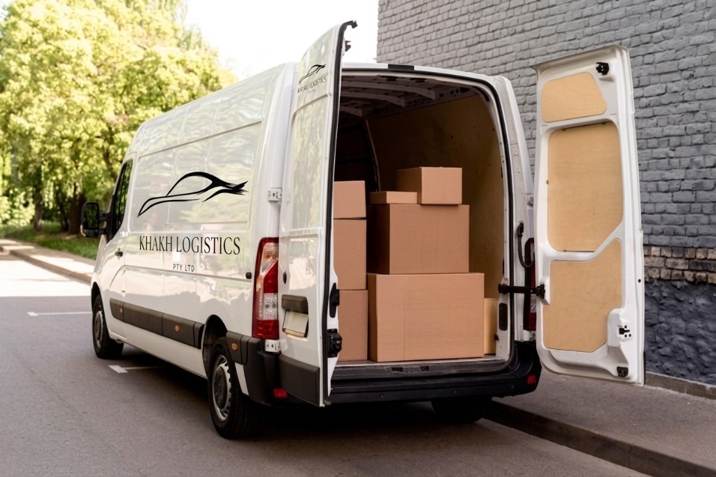 Khakh Logistics branded delivery van with cargo